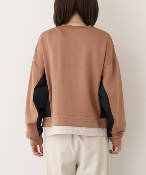 A.N.L(エーエヌエル レーベル)の「A.N.L 異素材切替ダンボールプルオーバー(Tシャツ/カットソー・レディース・ブラック/モカ/ネイビー・38)」の6枚目の写真