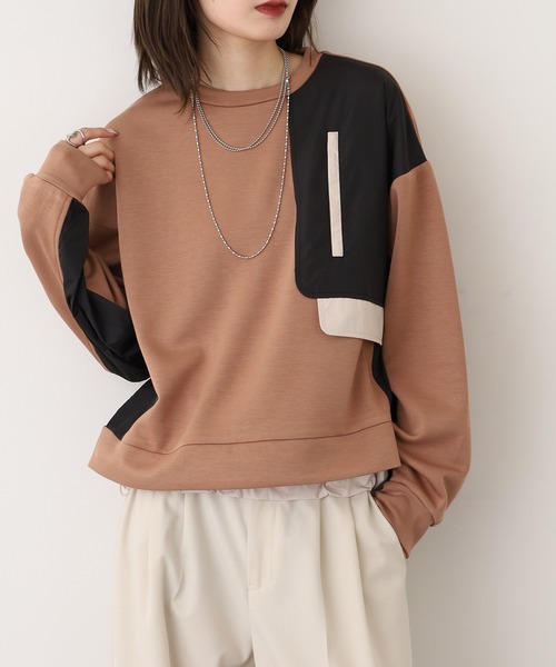 A.N.L(エーエヌエル レーベル)の「A.N.L 異素材切替ダンボールプルオーバー(Tシャツ/カットソー・レディース・ブラック/モカ/ネイビー・38)」の19枚目の写真