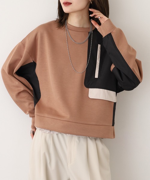 A.N.L(エーエヌエル レーベル)の「A.N.L 異素材切替ダンボールプルオーバー(Tシャツ/カットソー・レディース・ブラック/モカ/ネイビー・38)」の18枚目の写真