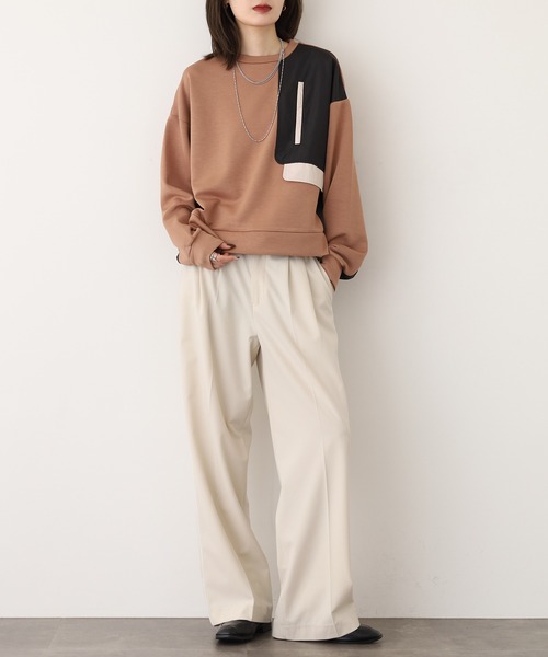A.N.L(エーエヌエル レーベル)の「A.N.L 異素材切替ダンボールプルオーバー(Tシャツ/カットソー・レディース・ブラック/モカ/ネイビー・38)」の16枚目の写真