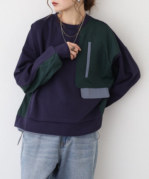 A.N.L(エーエヌエル レーベル)の「A.N.L 異素材切替ダンボールプルオーバー(Tシャツ/カットソー・レディース・ブラック/モカ/ネイビー・38)」の13枚目の写真