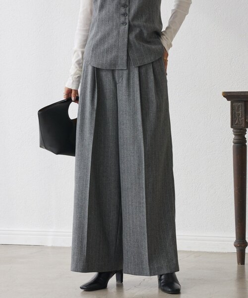 RIVE DROITE（リヴドロワ）の「【セットアップ対応可】ウーリーツイル2タックパンツ（スラックス・レディース・ブラウン/グレー/ブラック・38/36）」の3枚目の写真