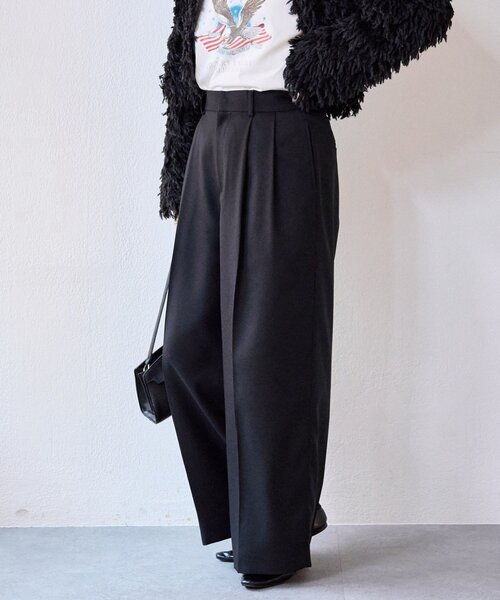 RIVE DROITE（リヴドロワ）の「【セットアップ対応可】ウーリーツイル2タックパンツ（スラックス・レディース・ブラウン/グレー/ブラック・38/36）」の2枚目の写真