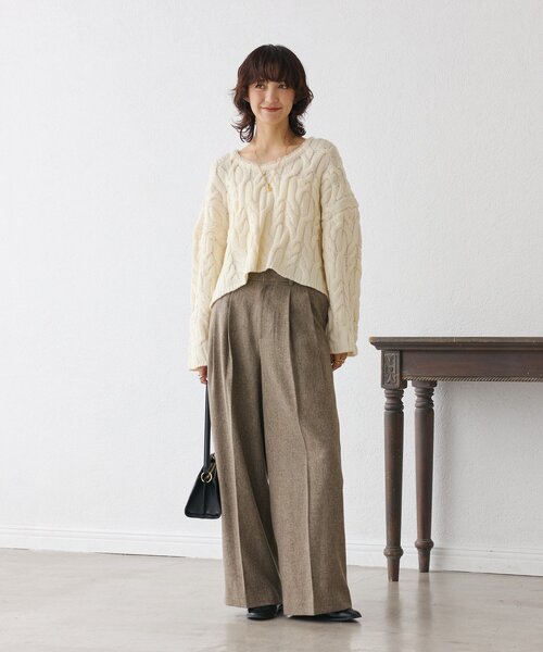 RIVE DROITE（リヴドロワ）の「【セットアップ対応可】ウーリーツイル2タックパンツ（スラックス・レディース・ブラウン/グレー/ブラック・38/36）」の18枚目の写真