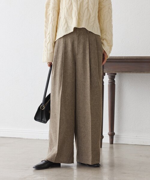 RIVE DROITE（リヴドロワ）の「【セットアップ対応可】ウーリーツイル2タックパンツ（スラックス・レディース・ブラウン/グレー/ブラック・38/36）」の9枚目の写真
