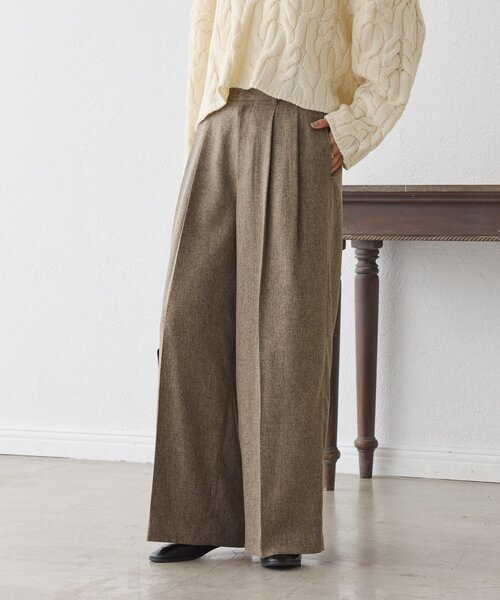 RIVE DROITE（リヴドロワ）の「【セットアップ対応可】ウーリーツイル2タックパンツ（スラックス・レディース・ブラウン/グレー/ブラック・38/36）」の10枚目の写真