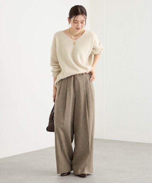 RIVE DROITE（リヴドロワ）の「【セットアップ対応可】ウーリーツイル2タックパンツ（スラックス・レディース・ブラウン/グレー/ブラック・38/36）」の13枚目の写真