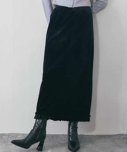 裾フリルベロアスカート（スカート）｜SMILE ORCHID（スマイル