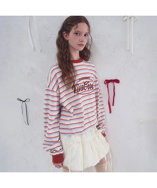 Vivacious(ビバシャス)の「Amazing Stripe Rugby MTM_3Colors(スウェット・レディース・ブルー/オレンジ/ブラウン・SMALL/MEDIUM)」の3枚目の写真