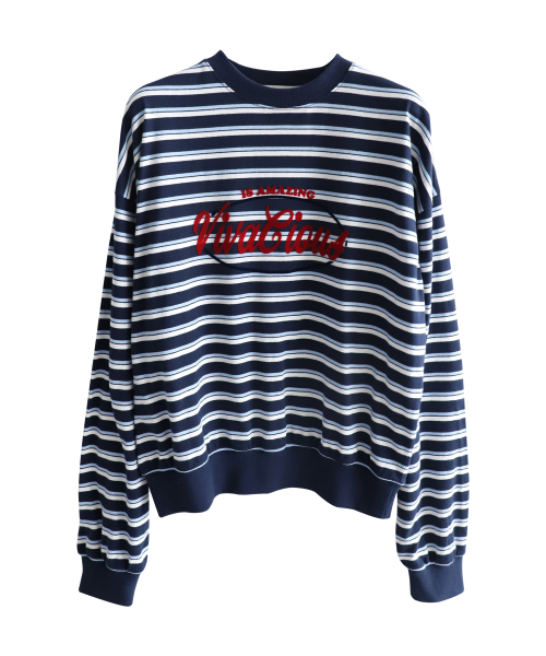 Vivacious(ビバシャス)の「Amazing Stripe Rugby MTM_3Colors(スウェット・レディース・ブルー/オレンジ/ブラウン・SMALL/MEDIUM)」の7枚目の写真
