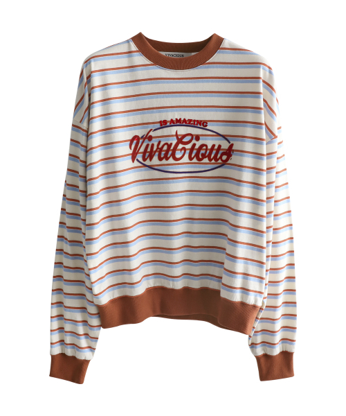 Vivacious(ビバシャス)の「Amazing Stripe Rugby MTM_3Colors(スウェット・レディース・ブルー/オレンジ/ブラウン・SMALL/MEDIUM)」の8枚目の写真