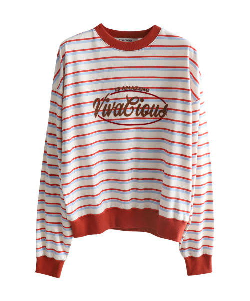 Vivacious(ビバシャス)の「Amazing Stripe Rugby MTM_3Colors(スウェット・レディース・ブルー/オレンジ/ブラウン・SMALL/MEDIUM)」の9枚目の写真