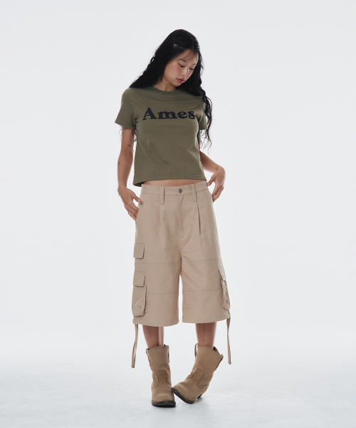 AMESWORLDWIDE(アメスワールドワイド)の「BASIC LOGO DENIM APPLIQUE TEE KHAKI (AM2EMUT514A)(Tシャツ/カットソー・レディース・その他・FREE)」の4枚目の写真