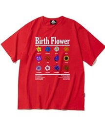 バースフラワーグラフィックTシャツ - レッド
