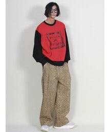 DEMARC（ドゥマーク）の「ワイドツーピンタックヒョウ柄デニムパンツディープベージュ（デニムパンツ）」