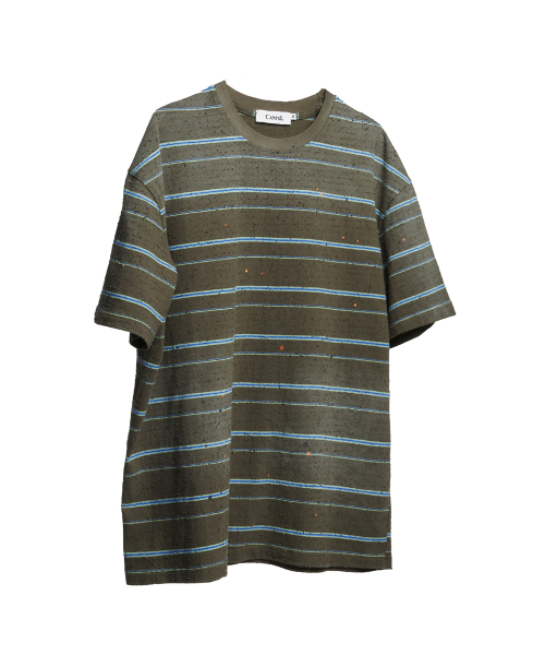 CORD(コード)の「アーティファクトダメージドストライプT_オリーブ(Tシャツ/カットソー・メンズ・その他・MEDIUM/LARGE)」の3枚目の写真