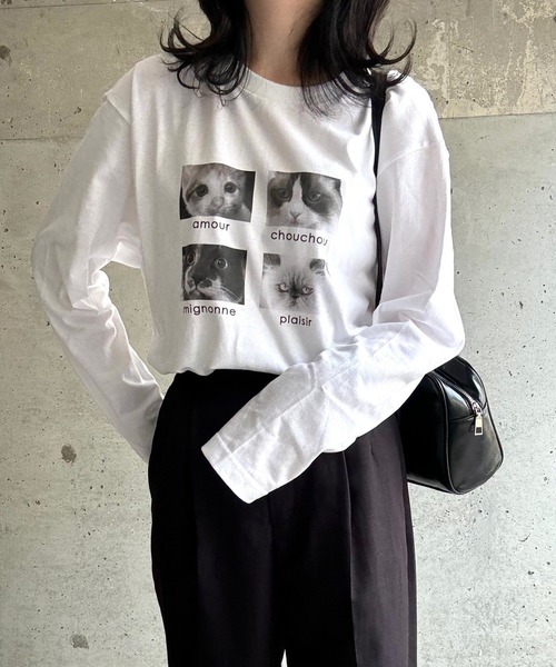 etta(エタ)の「モノクロアニマルロンT/長袖Tシャツ(Tシャツ/カットソー・レディース・ホワイト系その他/ホワイト・LARGE/MEDIUM/SMALL/X-LARGE)」の1枚目の写真