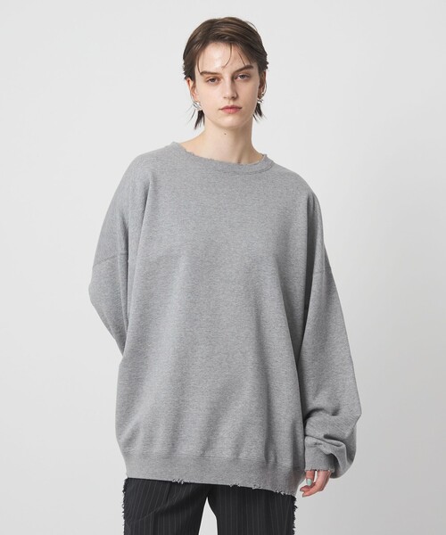 ASTRAET(アストラット)の「<ASTRAET>コットン ダメージ プルオーバースウエット(スウェット・レディース・ライトグレー/ダークグレー・FREE)」の2枚目の写真