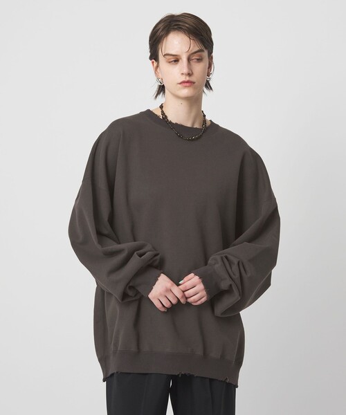 ASTRAET(アストラット)の「<ASTRAET>コットン ダメージ プルオーバースウエット(スウェット・レディース・ライトグレー/ダークグレー・FREE)」の1枚目の写真