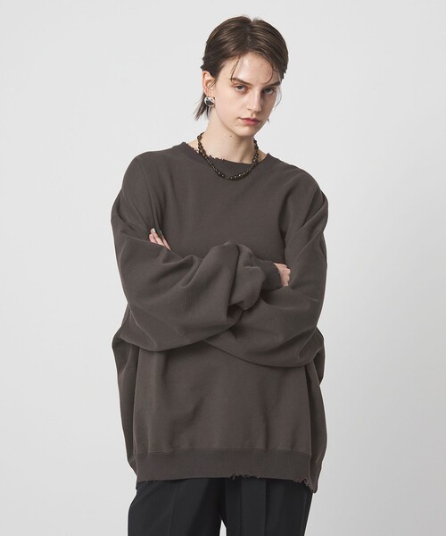 ASTRAET(アストラット)の「<ASTRAET>コットン ダメージ プルオーバースウエット(スウェット・レディース・ライトグレー/ダークグレー・FREE)」の3枚目の写真