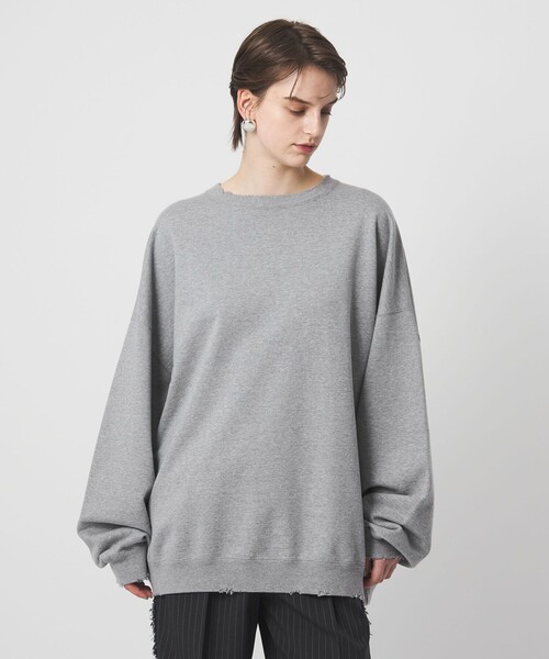 ASTRAET(アストラット)の「<ASTRAET>コットン ダメージ プルオーバースウエット(スウェット・レディース・ライトグレー/ダークグレー・FREE)」の6枚目の写真