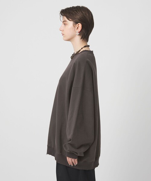 ASTRAET(アストラット)の「<ASTRAET>コットン ダメージ プルオーバースウエット(スウェット・レディース・ライトグレー/ダークグレー・FREE)」の11枚目の写真