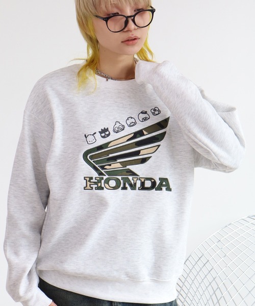 sanrio（サンリオ）の「【SANRIO/サンリオ】×【HONDA/ホンダ】リップル ダンボール サガラ刺繍 ウイング スウェット（スウェット・メンズ・ブラック/ライトグリーン/ブラウン/グレー・M/LL/L）」の5枚目の写真