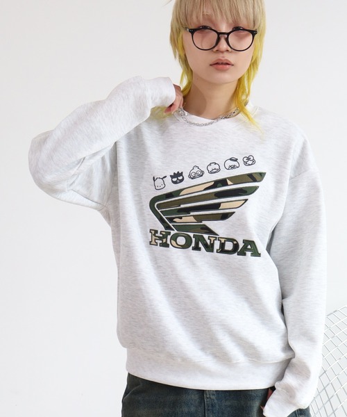 sanrio（サンリオ）の「【SANRIO/サンリオ】×【HONDA/ホンダ】リップル ダンボール サガラ刺繍 ウイング スウェット（スウェット・メンズ・ブラック/ライトグリーン/ブラウン/グレー・M/LL/L）」の6枚目の写真