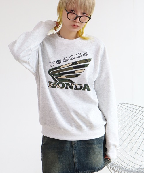 sanrio（サンリオ）の「【SANRIO/サンリオ】×【HONDA/ホンダ】リップル ダンボール サガラ刺繍 ウイング スウェット（スウェット・メンズ・ブラック/ライトグリーン/ブラウン/グレー・M/LL/L）」の7枚目の写真