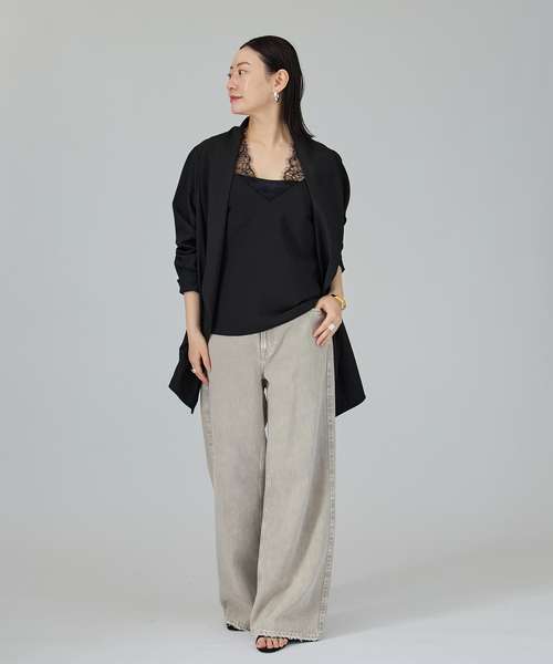 Room no.8(ルームエイト)の「Room no.8 BLACK ルームエイト ブラックサテンレースブラウス BR8S-206-19323(シャツ/ブラウス・レディース・アイボリー/ブラック・SMALL)」の3枚目の写真