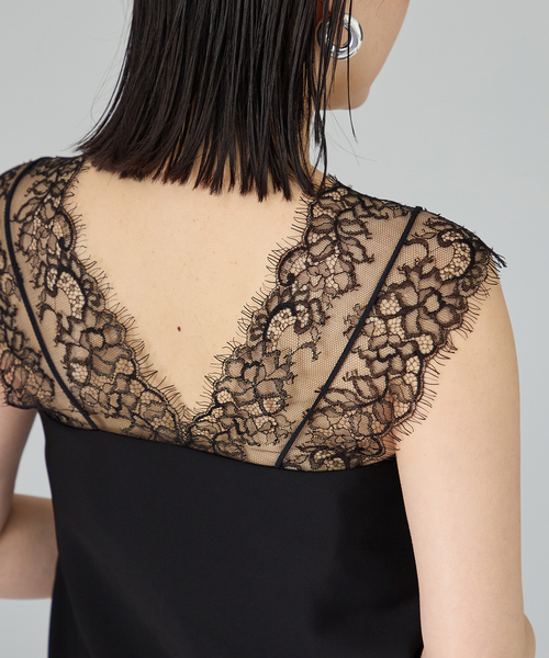 Room no.8(ルームエイト)の「Room no.8 BLACK ルームエイト ブラックサテンレースブラウス BR8S-206-19323(シャツ/ブラウス・レディース・アイボリー/ブラック・SMALL)」の6枚目の写真