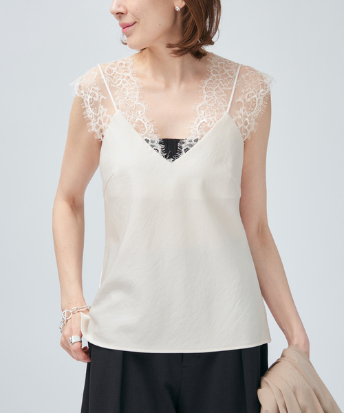 Room no.8(ルームエイト)の「Room no.8 BLACK ルームエイト ブラックサテンレースブラウス BR8S-206-19323(シャツ/ブラウス・レディース・アイボリー/ブラック・SMALL)」の9枚目の写真