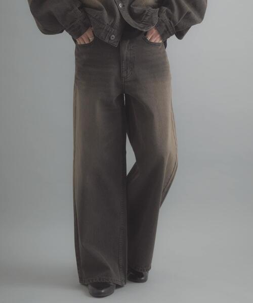 SENSE OF PLACE by URBAN RESEARCH（センスオブプレイスバイアーバンリサーチ）の「『一部WEB限定カラー』ヴィンテージライクデニムワイドパンツ（デニムパンツ・メンズ・ワンウォッシュ/ブラック系その他/ライトカーキ/インディゴブルー/ブラック・MEDIUM/X-LARGE/LARGE）」の17枚目の写真