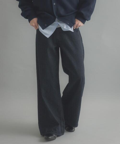 SENSE OF PLACE by URBAN RESEARCH（センスオブプレイスバイアーバンリサーチ）の「『一部WEB限定カラー』ヴィンテージライクデニムワイドパンツ（デニムパンツ・メンズ・ワンウォッシュ/ブラック系その他/ライトカーキ/インディゴブルー/ブラック・MEDIUM/X-LARGE/LARGE）」の10枚目の写真