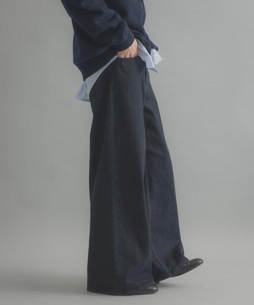 SENSE OF PLACE by URBAN RESEARCH（センスオブプレイスバイアーバンリサーチ）の「『一部WEB限定カラー』ヴィンテージライクデニムワイドパンツ（デニムパンツ・メンズ・ワンウォッシュ/ブラック系その他/ライトカーキ/インディゴブルー/ブラック・MEDIUM/X-LARGE/LARGE）」の12枚目の写真