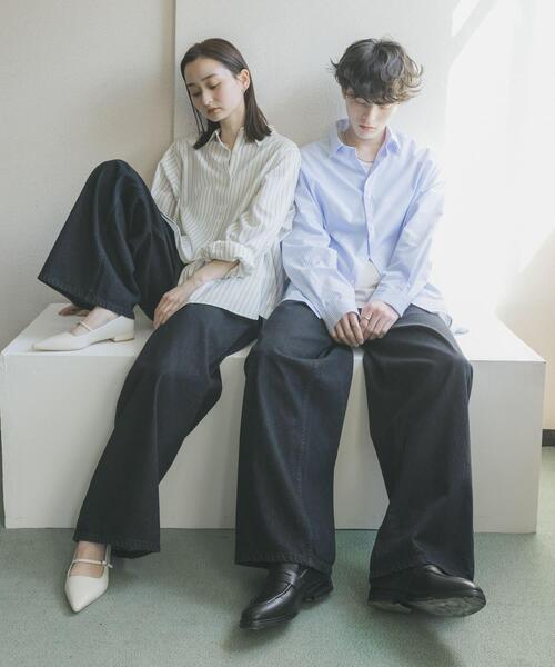 SENSE OF PLACE by URBAN RESEARCH（センスオブプレイスバイアーバンリサーチ）の「『一部WEB限定カラー』『ユニセックス』ヴィンテージライクデニムワイドパンツ（デニムパンツ・メンズ・ワンウォッシュ/ブラック系その他/ライトカーキ/インディゴブルー/ブラック・MEDIUM/X-LARGE/LARGE）」の20枚目の写真