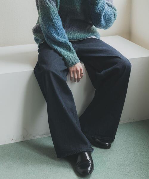 SENSE OF PLACE by URBAN RESEARCH（センスオブプレイスバイアーバンリサーチ）の「『一部WEB限定カラー』『ユニセックス』ヴィンテージライクデニムワイドパンツ（デニムパンツ・メンズ・ワンウォッシュ/ブラック系その他/ライトカーキ/インディゴブルー/ブラック・MEDIUM/X-LARGE/LARGE）」の22枚目の写真