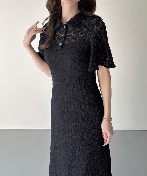 Meiru(メイル)の「カットレースビジューポロワンピース(ペチワンピースセット)(ワンピース・レディース・ブラック/アイボリー/ブラウン・SMALL/MEDIUM/LARGE)」の9枚目の写真
