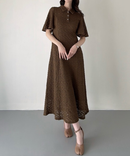 Meiru(メイル)の「カットレースビジューポロワンピース(ペチワンピースセット)(ワンピース・レディース・ブラック/アイボリー/ブラウン・SMALL/MEDIUM/LARGE)」の12枚目の写真
