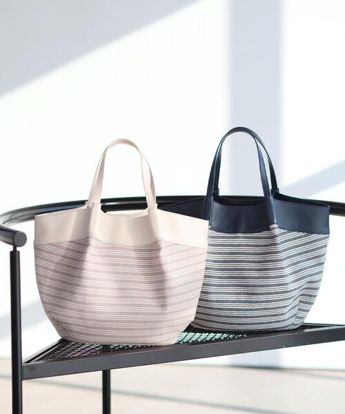 Reflect（リフレクト）の「【しっかり容量◎】キャンバス地ボーダートートバッグ（トートバッグ・レディース・ベージュ系その他6/ネイビー系2・00）」の3枚目の写真