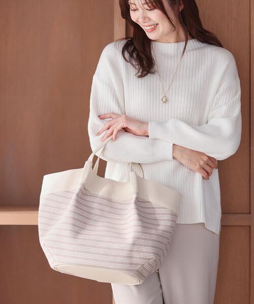 Reflect（リフレクト）の「【しっかり容量◎】キャンバス地ボーダートートバッグ（トートバッグ・レディース・ベージュ系その他6/ネイビー系2・00）」の5枚目の写真