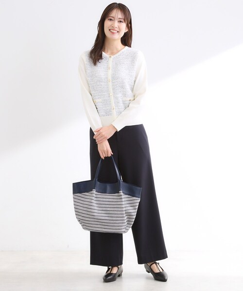 Reflect（リフレクト）の「【しっかり容量◎】キャンバス地ボーダートートバッグ（トートバッグ・レディース・ベージュ系その他6/ネイビー系2・00）」の15枚目の写真