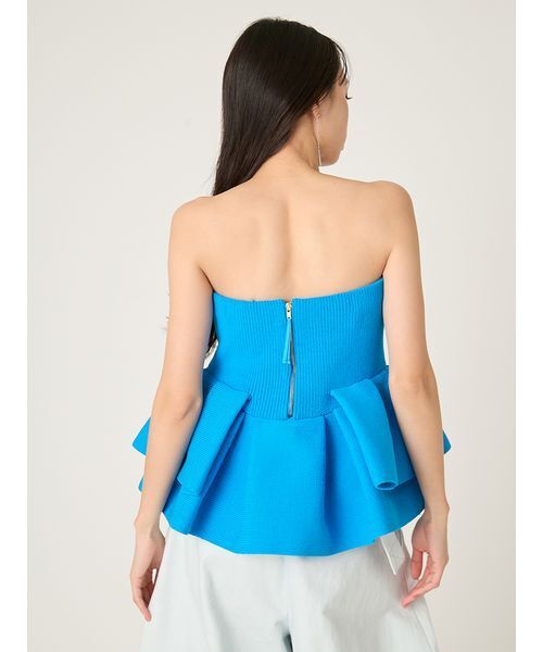 FRAY I.D（フレイアイディー）の「ランダムペプラムニットベアトップス（チューブトップ・レディース・ブルー/ブラック/マルチ/ベージュ・F）」の7枚目の写真