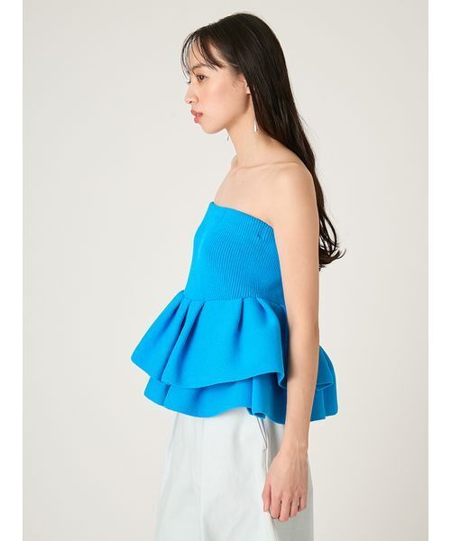 FRAY I.D（フレイアイディー）の「ランダムペプラムニットベアトップス（チューブトップ・レディース・ブルー/ブラック/マルチ/ベージュ・F）」の8枚目の写真