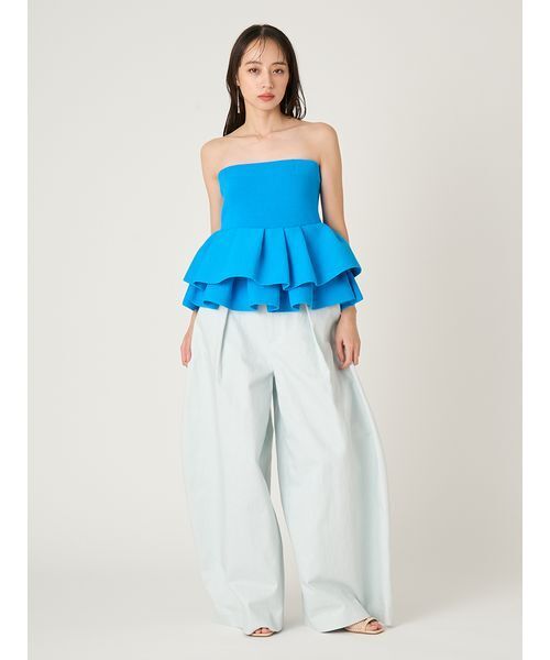 FRAY I.D（フレイアイディー）の「ランダムペプラムニットベアトップス（チューブトップ・レディース・ブルー/ブラック/マルチ/ベージュ・F）」の13枚目の写真