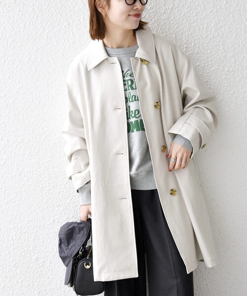 SHIPS any:〈手洗い可能〉オーバー フレア ステンカラー コート