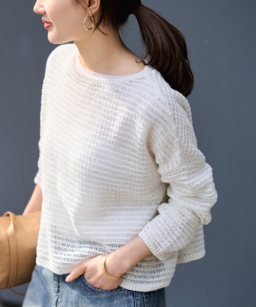 FRAMeWORK（フレームワーク）の「コットンコードニットプルオーバー（ニット/セーター・レディース・ベージュ/ホワイト・FREE）」の2枚目の写真