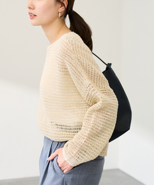 FRAMeWORK（フレームワーク）の「コットンコードニットプルオーバー（ニット/セーター・レディース・ベージュ/ホワイト・FREE）」の4枚目の写真