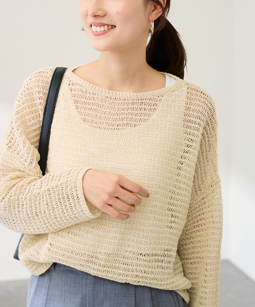 FRAMeWORK（フレームワーク）の「コットンコードニットプルオーバー（ニット/セーター・レディース・ベージュ/ホワイト・FREE）」の7枚目の写真