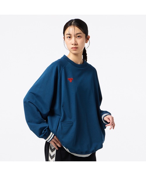 hummel（ヒュンメル）の「hummel/ヒュンメル HMP ｽｳｪｯﾄｸﾙｰﾈｯｸ（スウェット・レディース・ブラック/ネイビー・S/M/L/XL）」の2枚目の写真